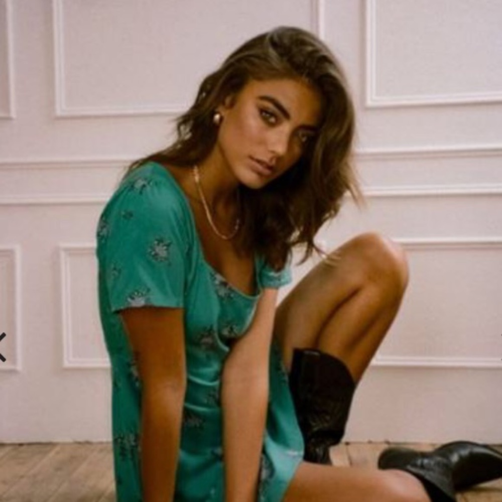 Motel rocks soi rose green babydoll dress XS
